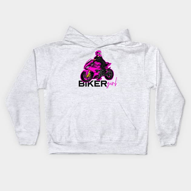 Girl bike pink rider Kids Hoodie by BNT-Store